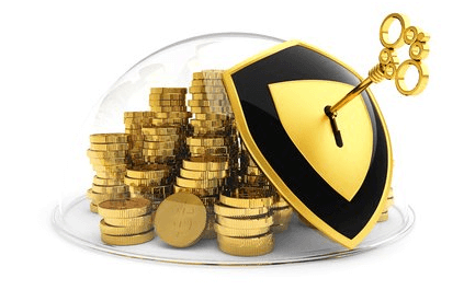 gold coins protected by a lock