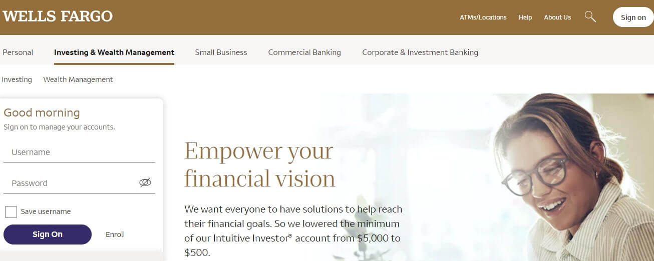 wells fargo wealth management section of their website
